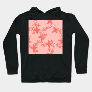 Coral Floral Pattern Hoodie